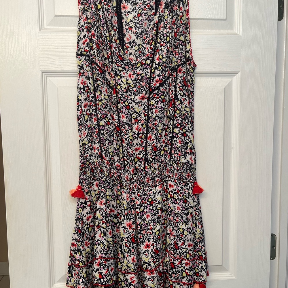 Poupette St Barth Mini Dress in  Sz Large Ruffle Sleeveless, pleated details